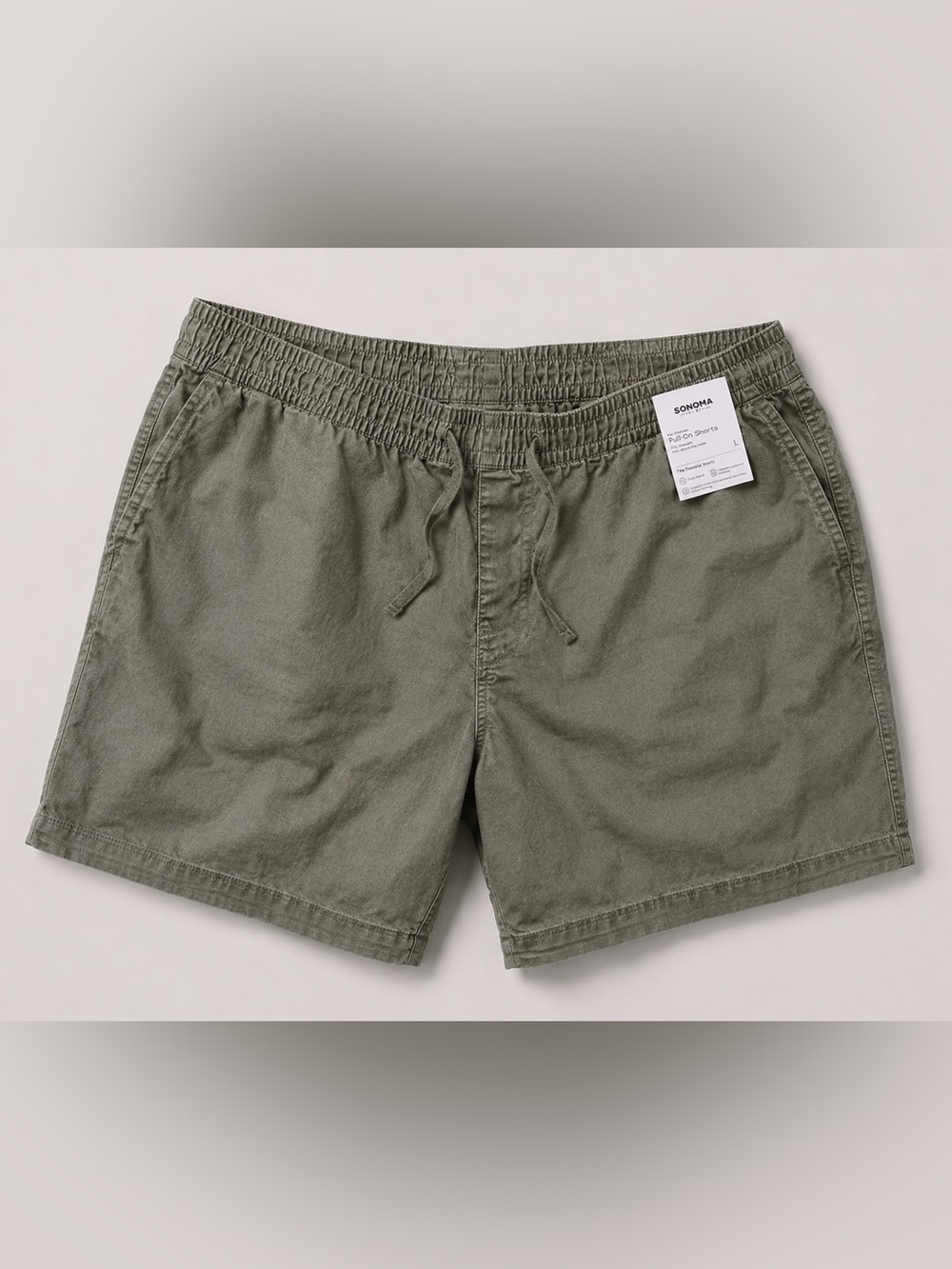 Sonoma Olive Drawstring Men's Athletic Shorts Cotton/Linen - Lrg - NWT